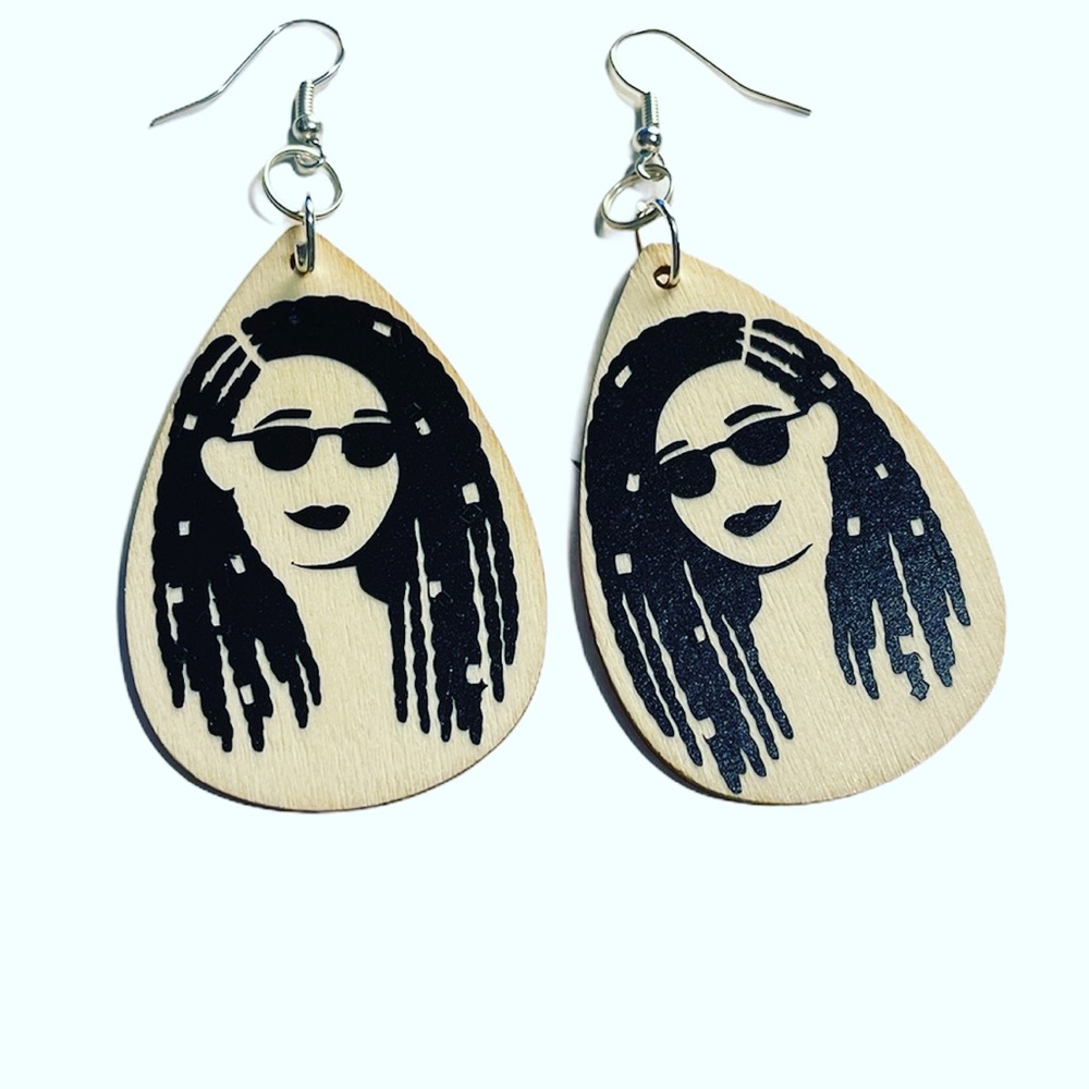 Handmade wood earrings black history unique